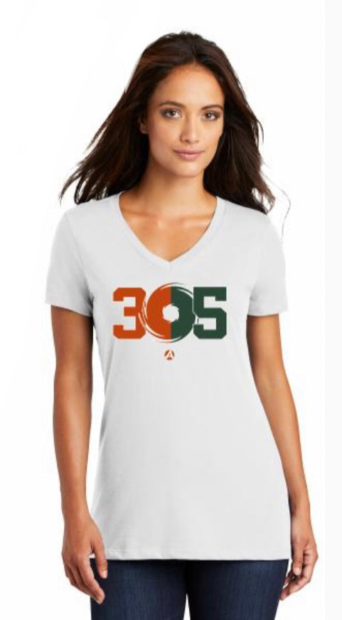 Miami Hurricanes '47 Women's Inner Glow Dolly Cropped V-Neck T-Shirt - White /Green