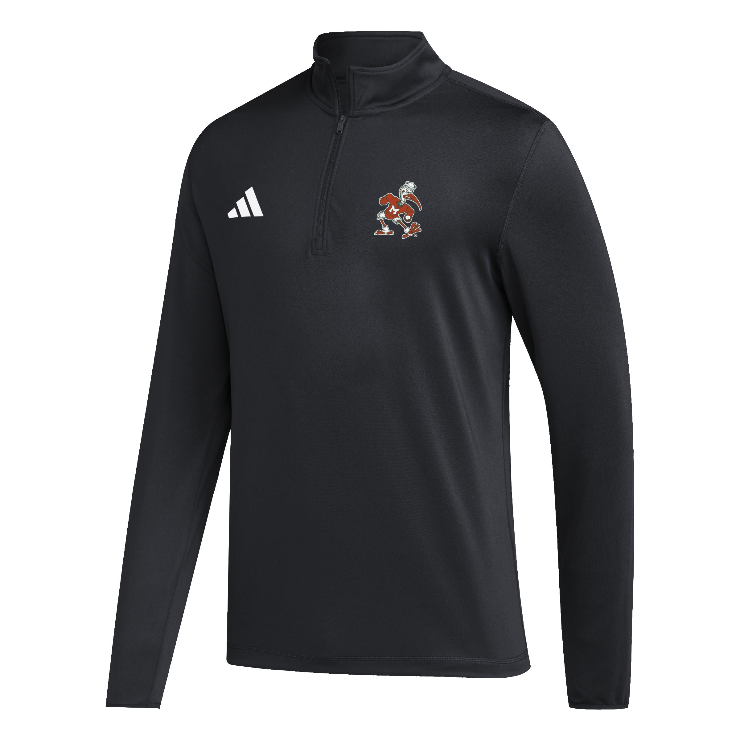 Miami Hurricanes Adidas Sebastian 1 4 Zip Golf L S Training Top Black 2XL