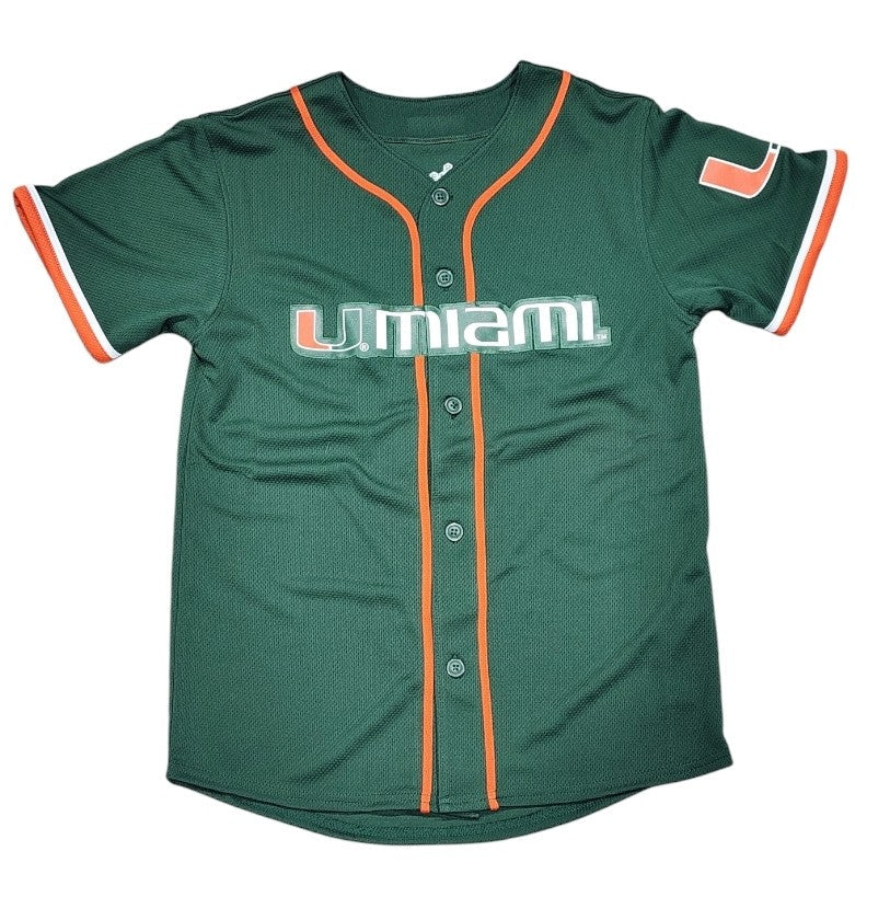 Men's shops University Of Miami Hurricanes Baseball jersey Green RARE