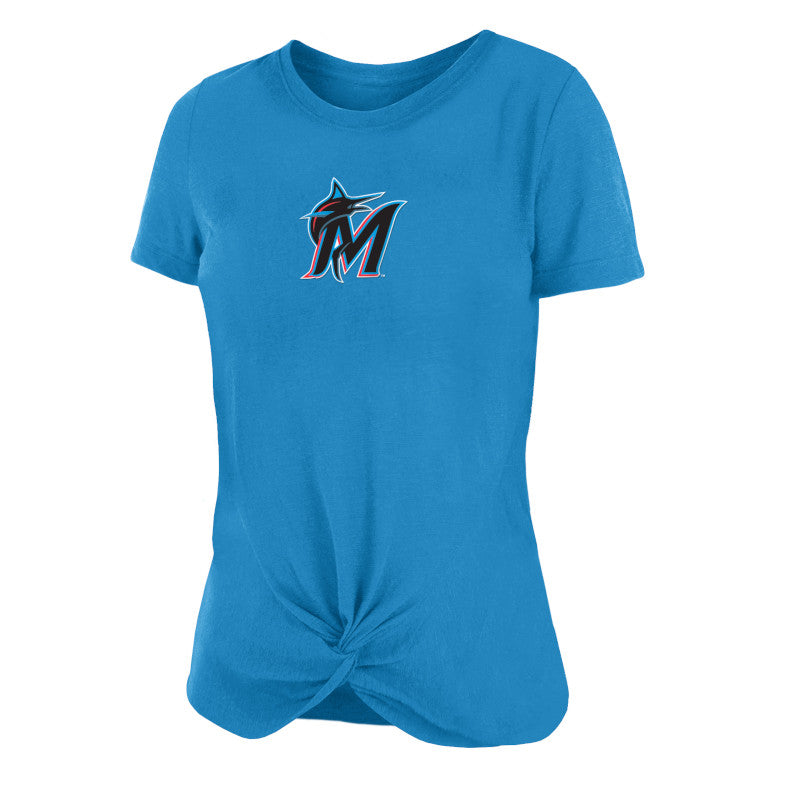 Miami Marlins 47 Brand Women's Match Sleeve Stripe T-Shirt - Black/Teal