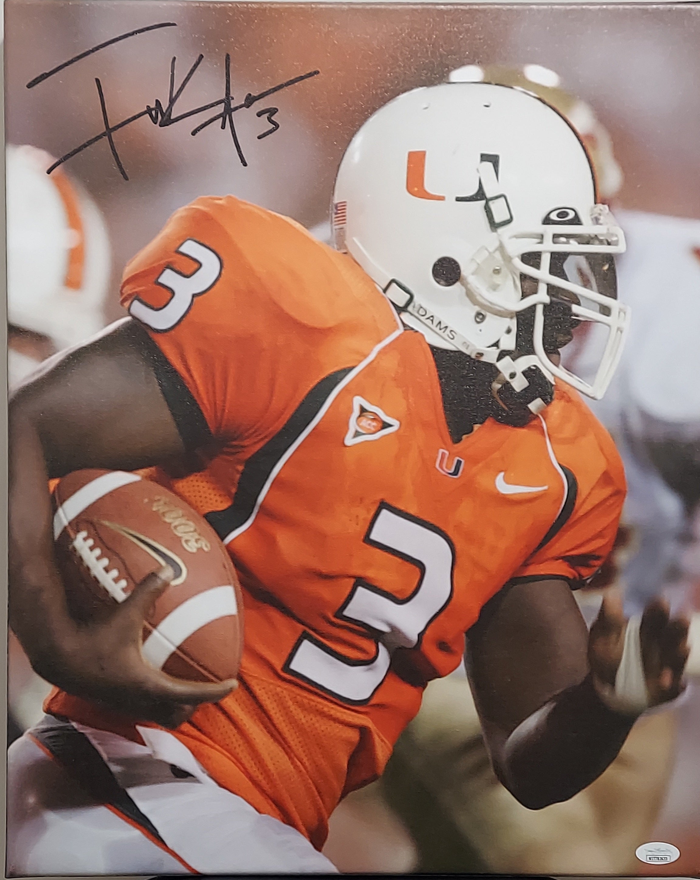 Braxton Berrios Signed Miami Orange Football Jersey (JSA)