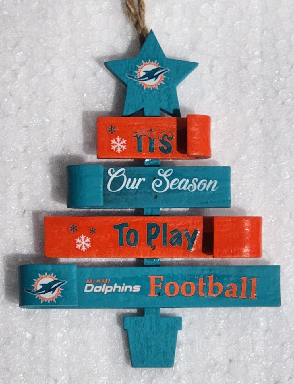 Miami Dolphins Santa Football Sled Ornament