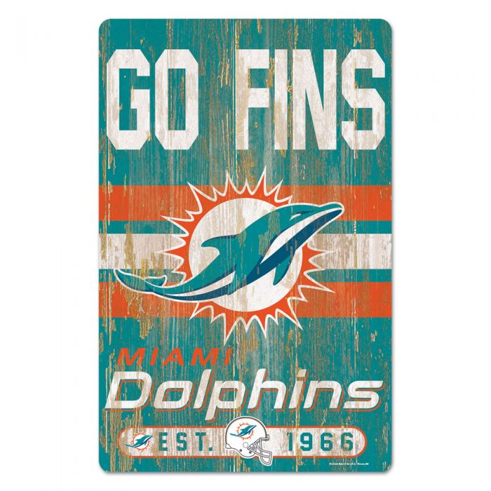 Miami Dolphins Wooden Est. 1966 Sign 11x17 – CanesWear at Miami FanWear