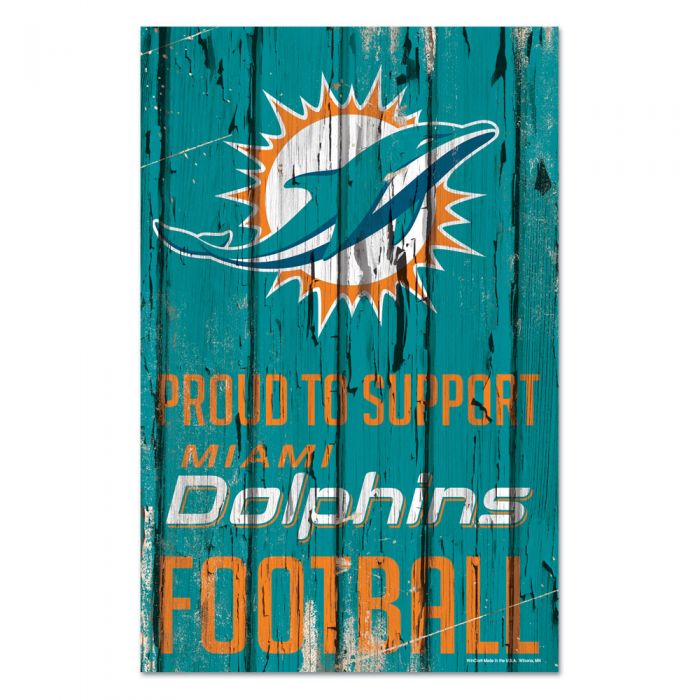 Miami Dolphins Barrel Top Round Wood Sign - 14