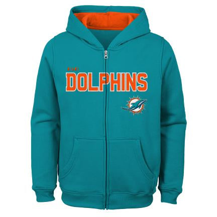 Miami Dolphins Youth Logo Fan Gear Stated Full-Zip Hoodie - Aqua