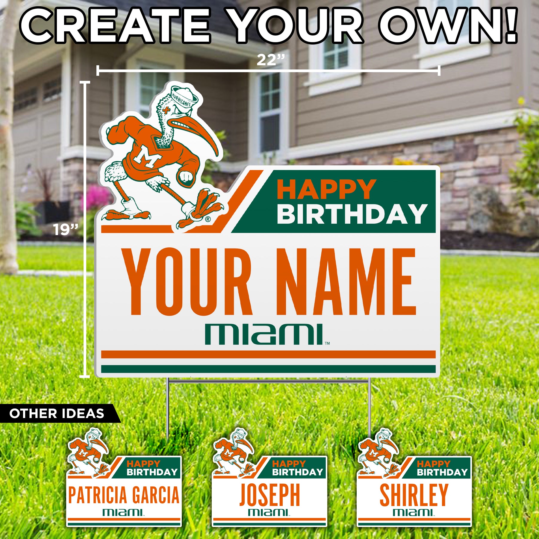 Miami Hurricanes Happy Birthday U Lawn Display – CanesWear at Miami FanWear