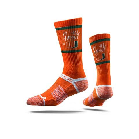 Miami Hurricanes Strideline Black Step Sublimated Crew Socks