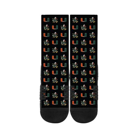 Miami Hurricanes Strideline Black Step Sublimated Crew Socks