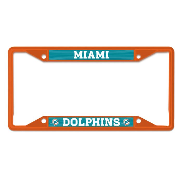 Miami Dolphins Silver Mirror Team Logo License Plate - Silver