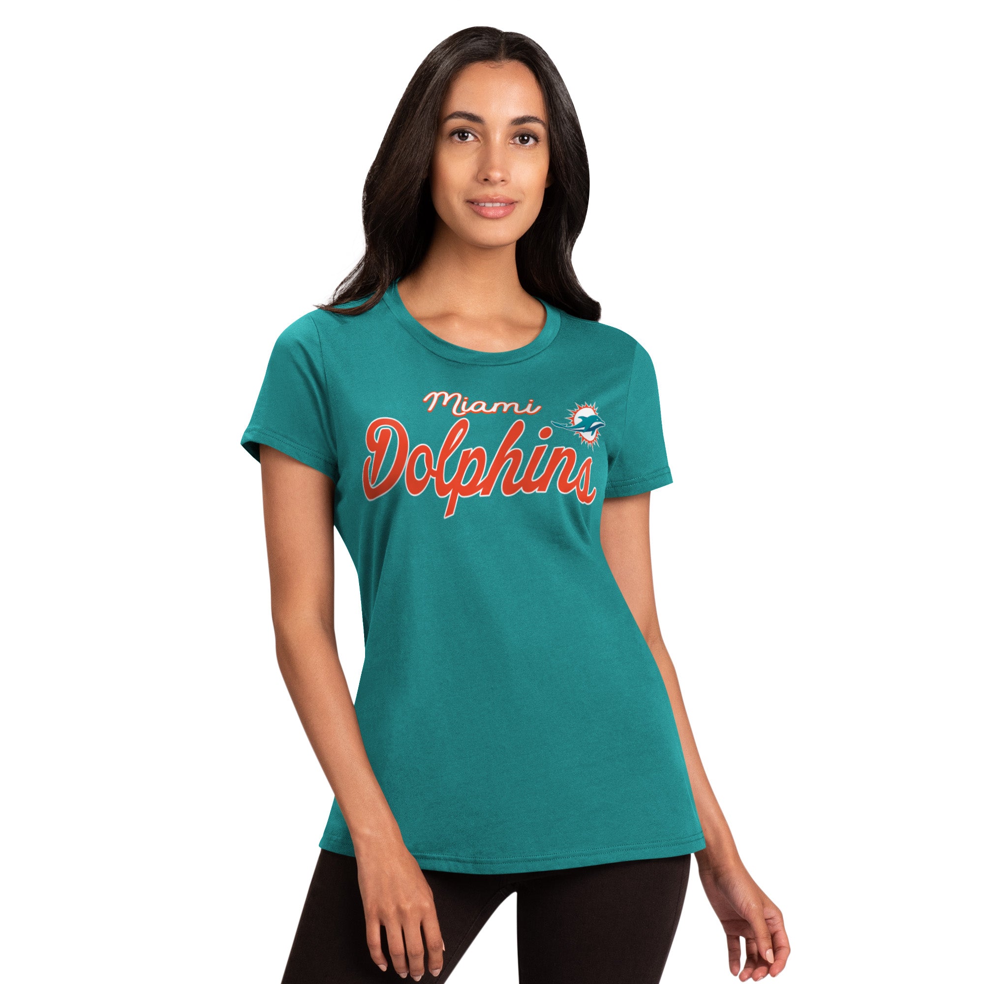 Miami Dolphins '47 Brand Women's 2015 NFL 50th Anniversary Flanker V-Neck  T-Shirt - Aqua