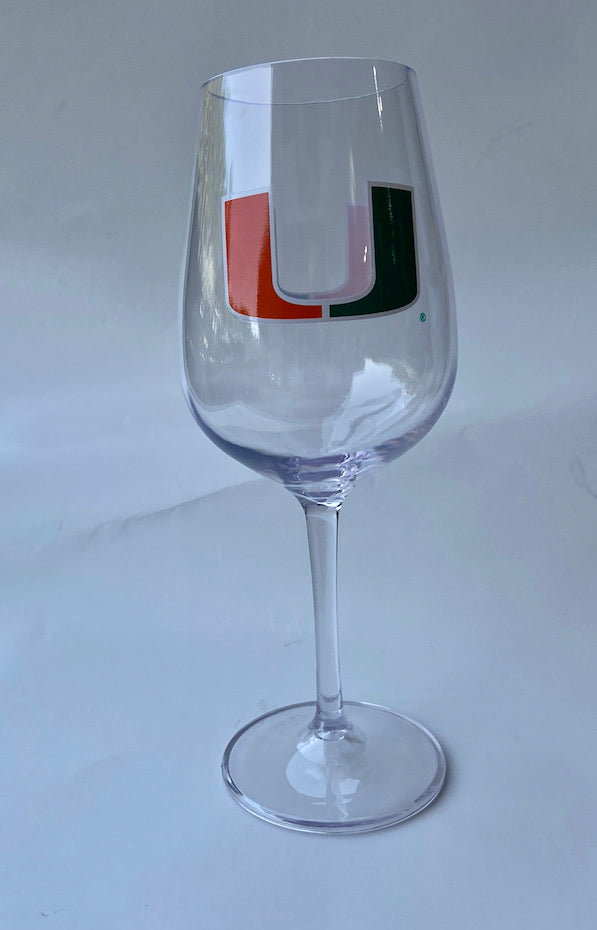 Miami Hurricanes Plastic Stem Wine Glasses Set - 16oz - 4 Pack