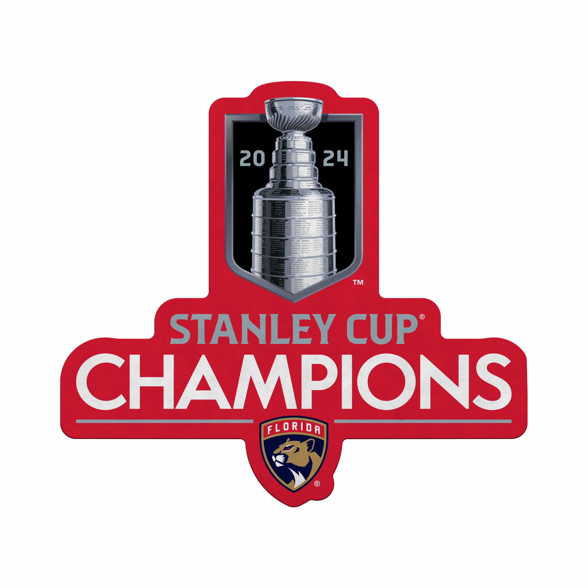 Florida Panthers 2024 Stanley Cup Champions Shape Cut Pennant