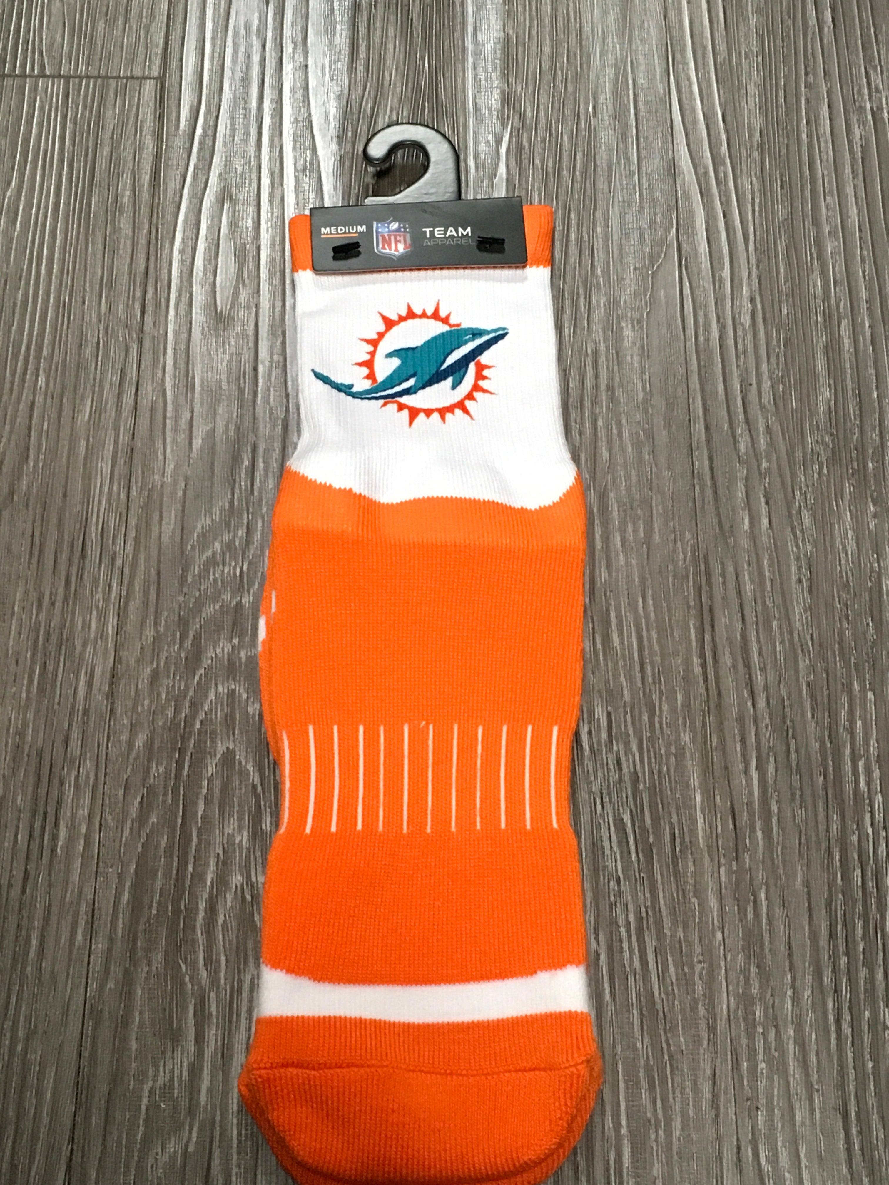 Miami Dolphins For Bare Feet Surge Crew Socks - Orange/White