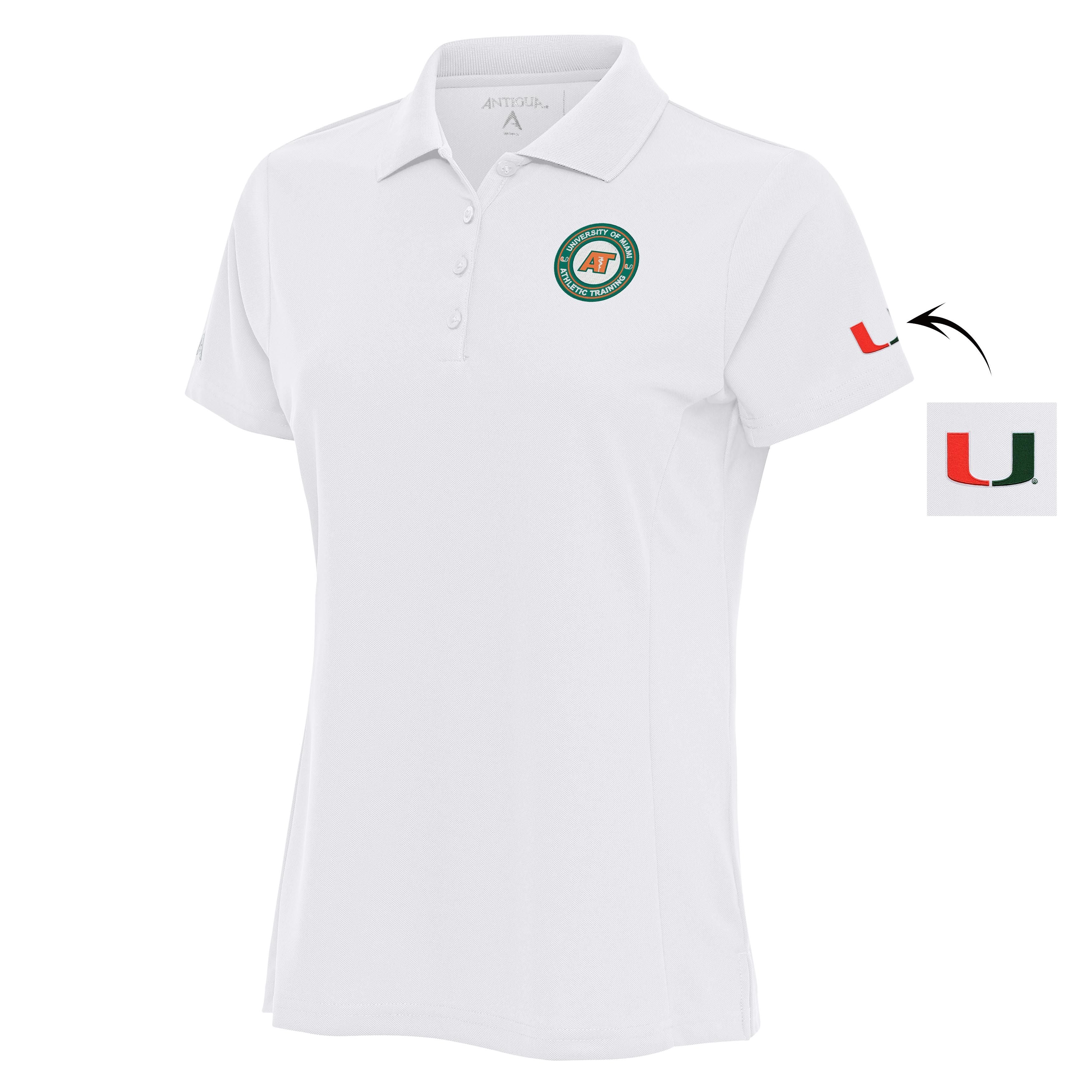 Pre-Order University of Miami Women's Athletic Training Legacy Pique Polo - White