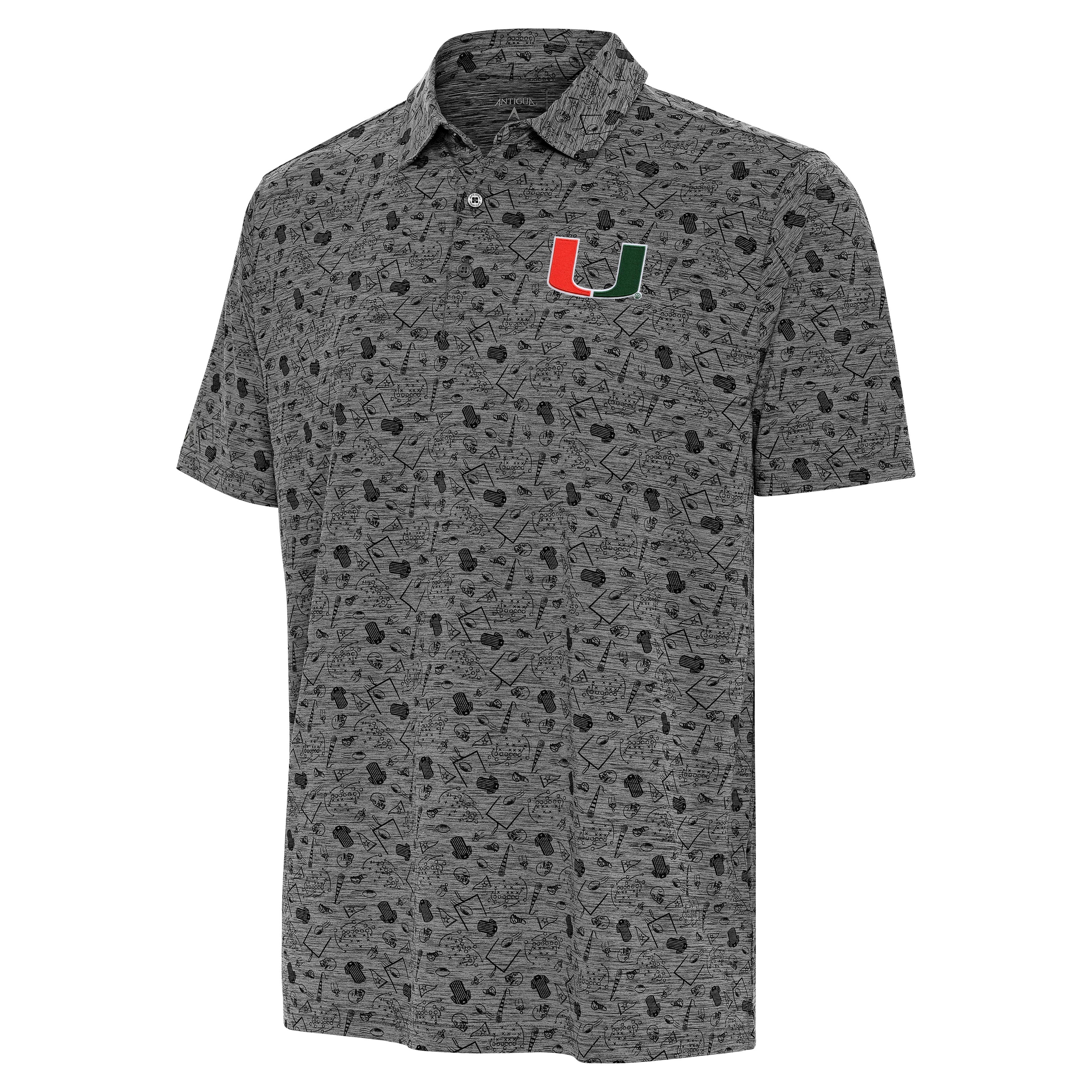 Miami Hurricanes Antigua U Logo Relentless Polo - Grey/Black