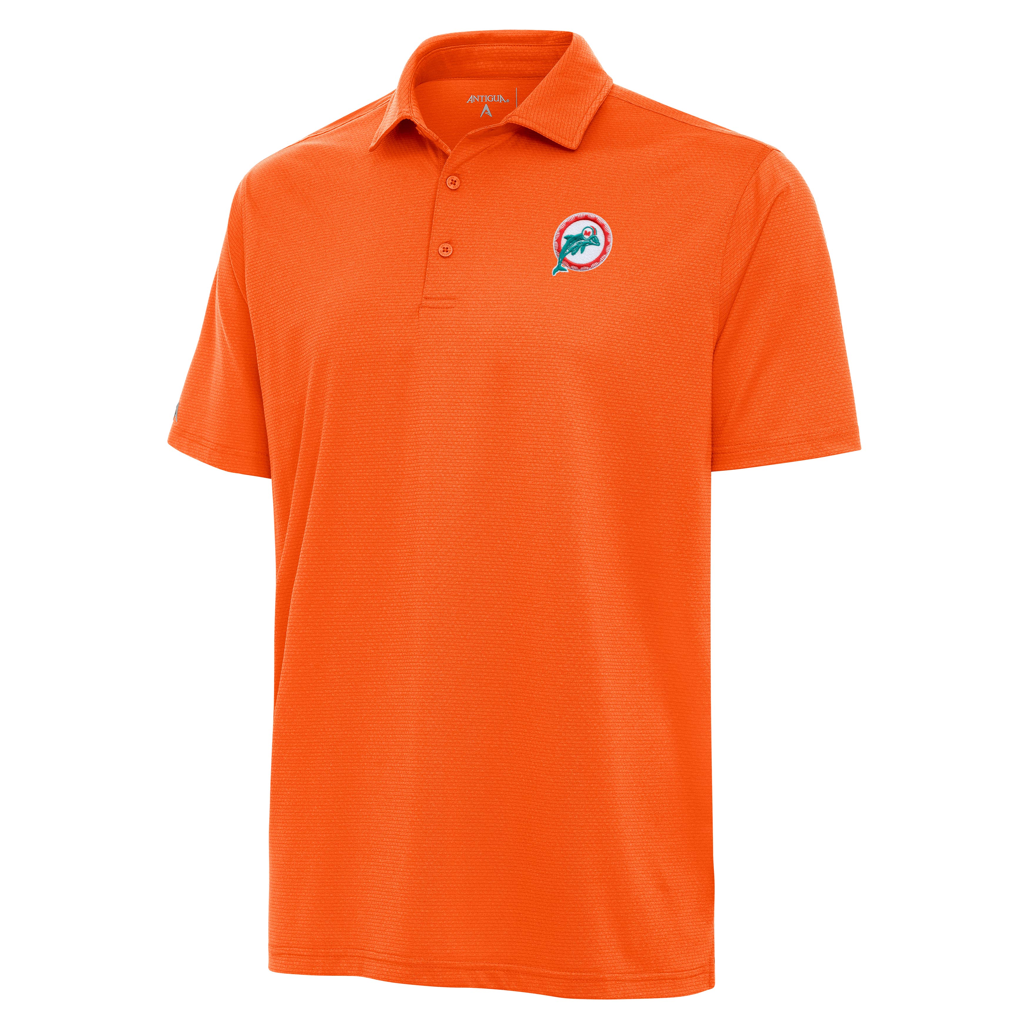 Miami Dolphins Antigua Throwback Logo Valid Textured Polo - Orange