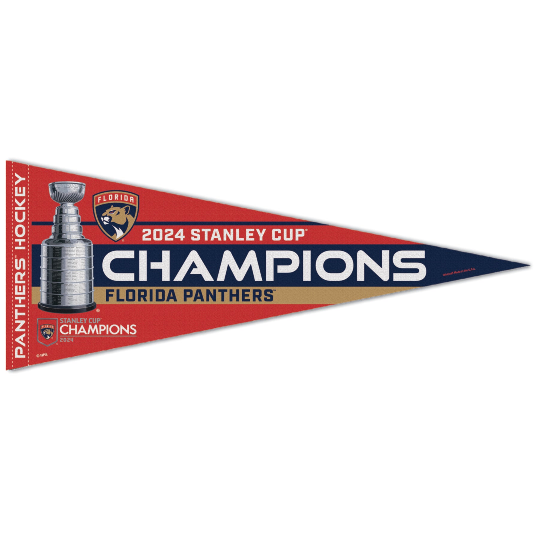 Florida Panthers 2024 Stanley Cup Champions Premium Quality Pennant - 12" x 30"