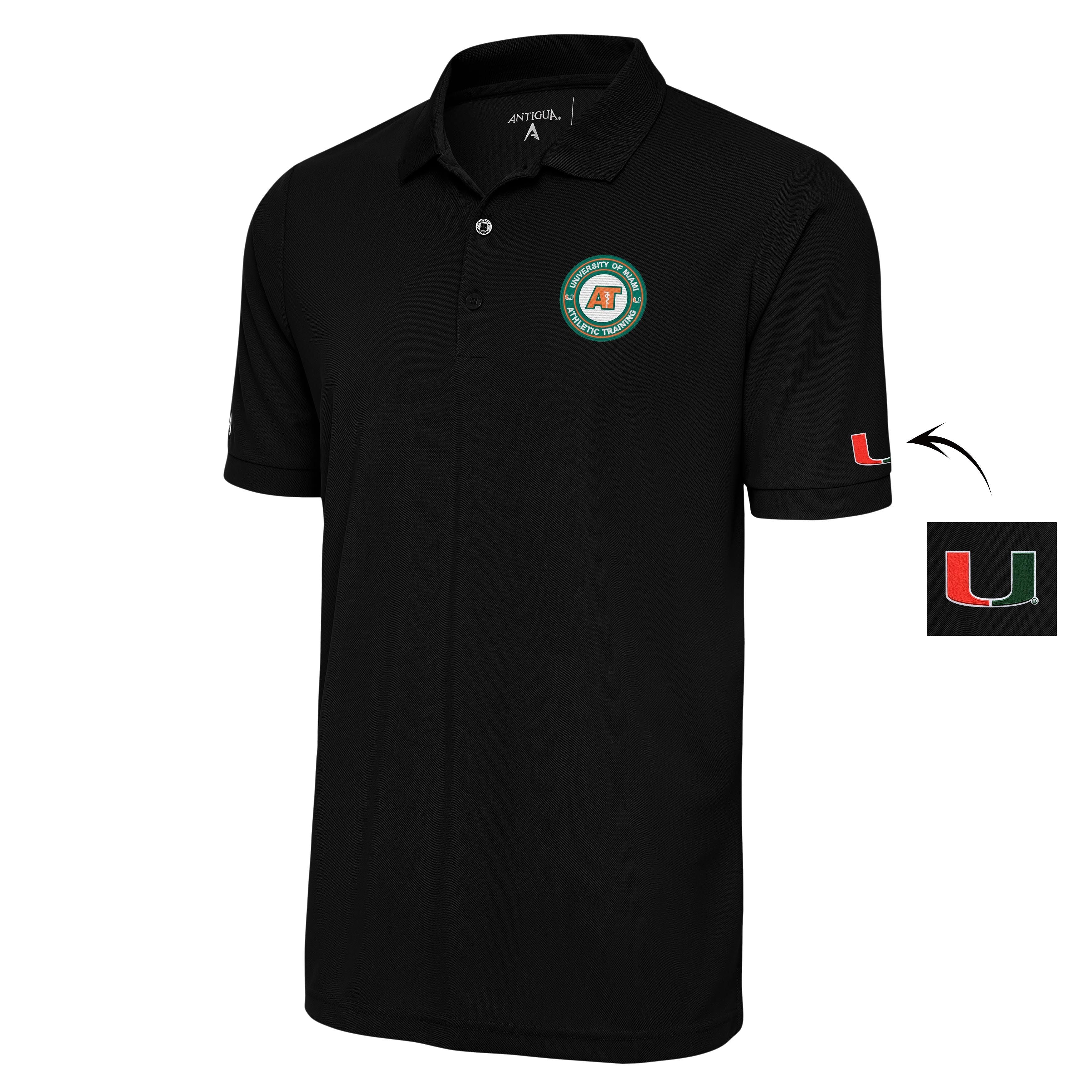 Pre-Order University of Miami Men's Athletic Training Legacy Pique Polo - Black