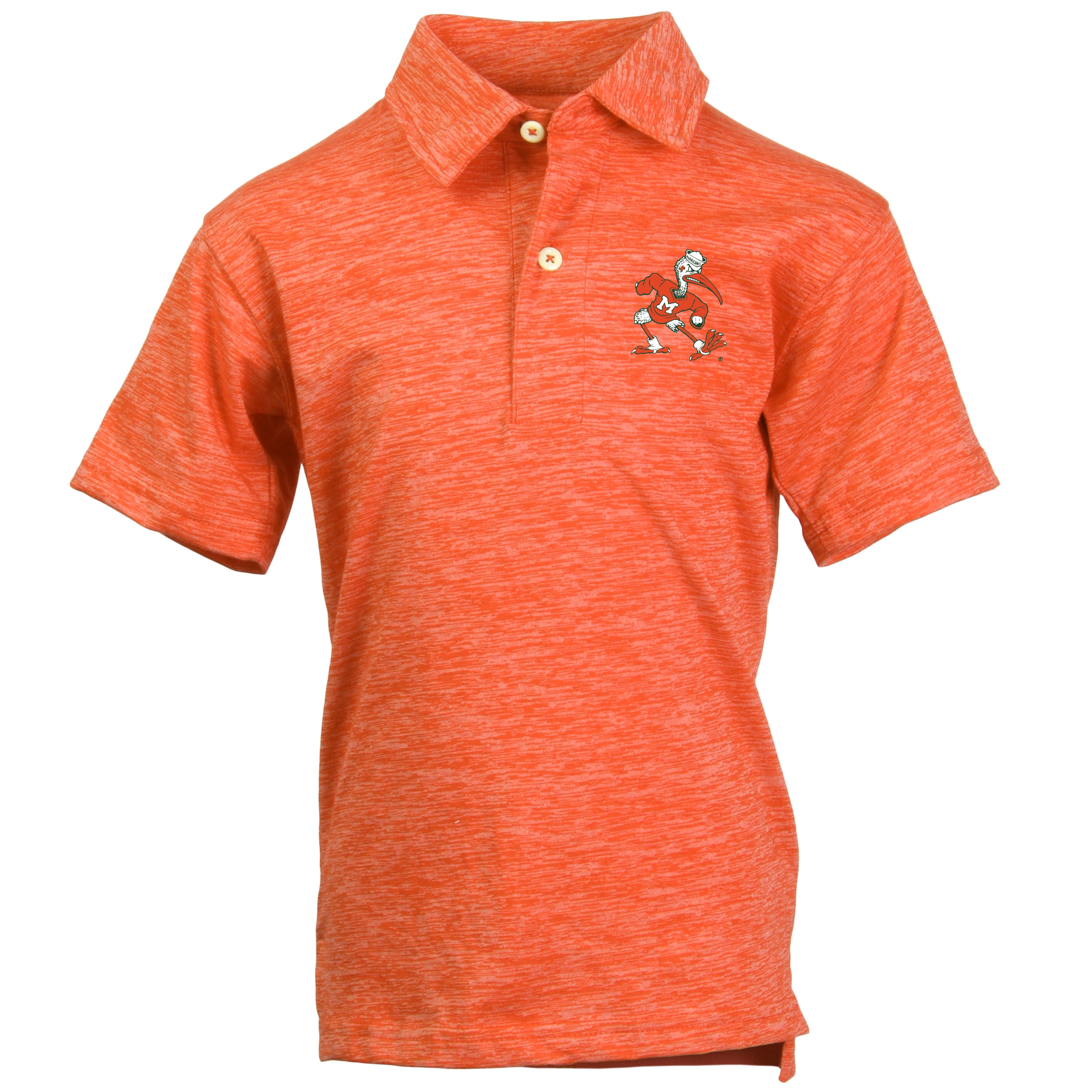 Miami Hurricanes Wes and Willy Youth Sebastian Heathered Polo - Orange