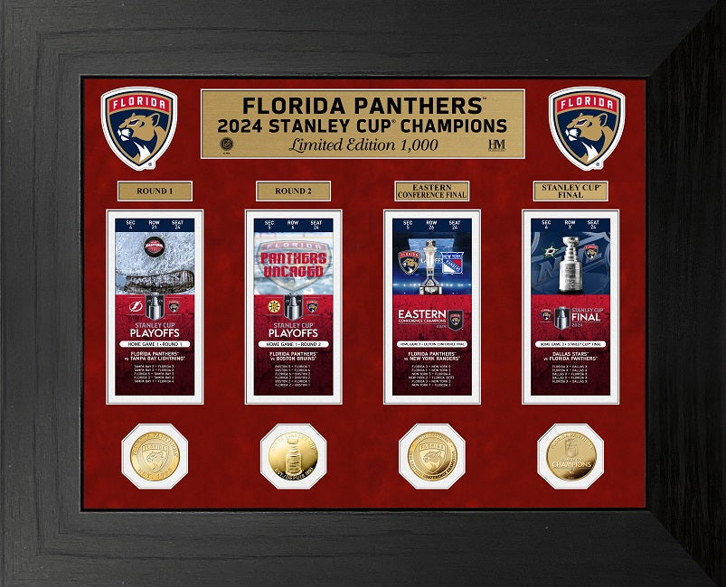 Florida Panthers Deluxe Road to the 2024 Stanley Cup Ticket Collection Gold Coin Photo Mint