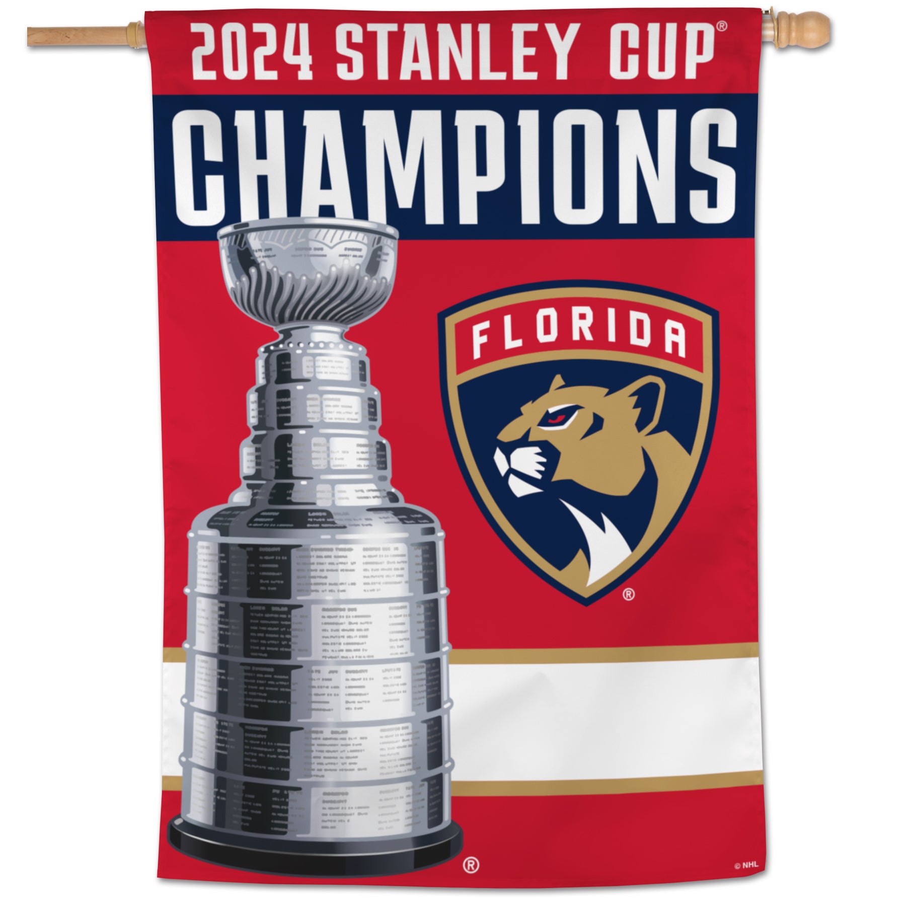 Florida Panthers 2024 Stanley Cup Champions Vertical Flag - 28 x 40