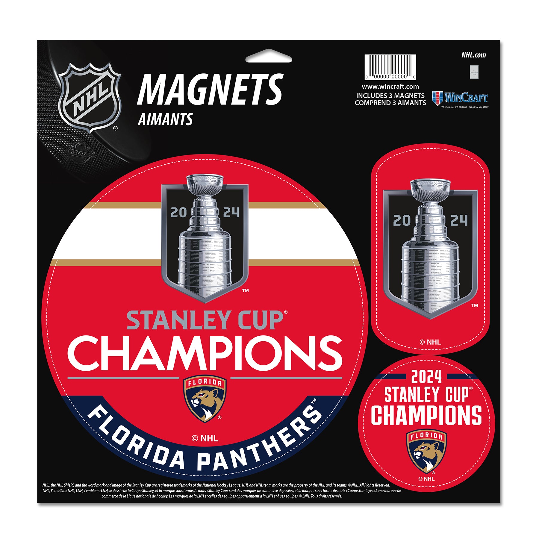 Florida Panthers 2024 Stanley Cup Champions 3 Piece Magnet Set - 11" x 11"