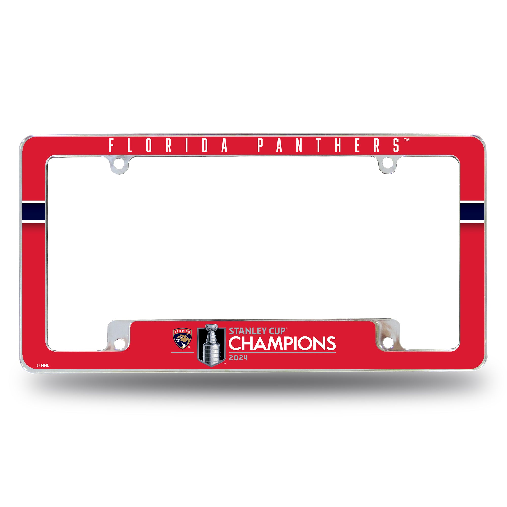 Florida Panthers 2024 Stanley Cup Champions All Over Chrome License Frame