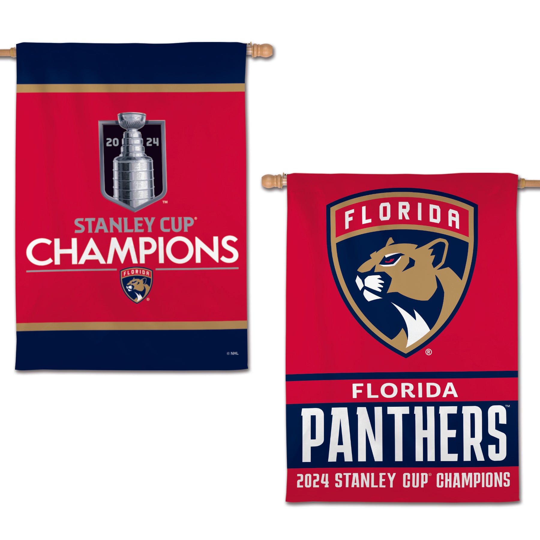Florida Panthers 2024 Stanley Cup Champions 2-Sided Vertical Flag - 28 x 40
