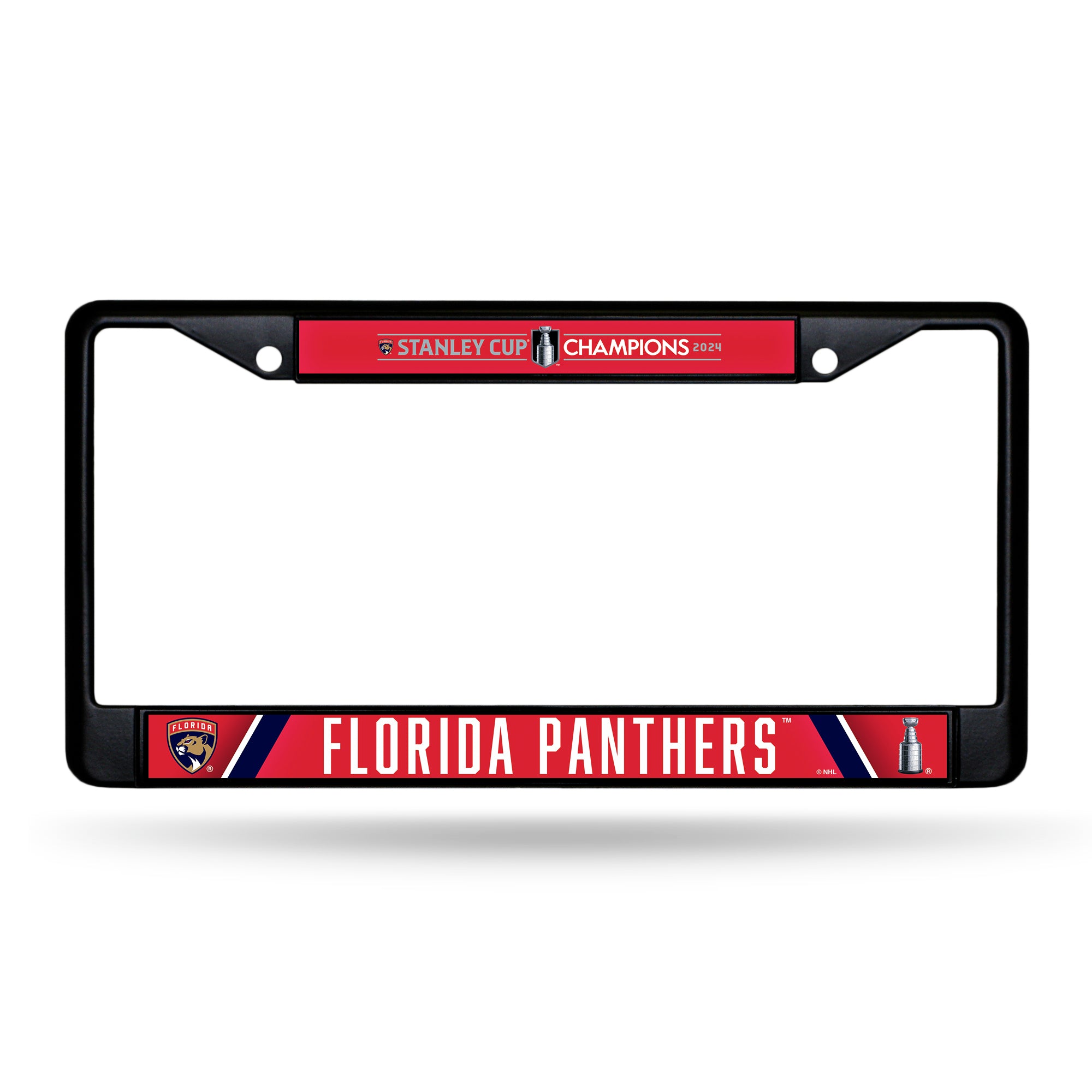 Florida Panthers 2024 Stanley Cup Champions Chrome License Frame - Black