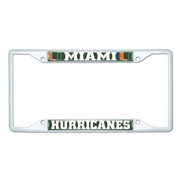 Miami Hurricanes License Plate Frame 6.25"x12.25" - White