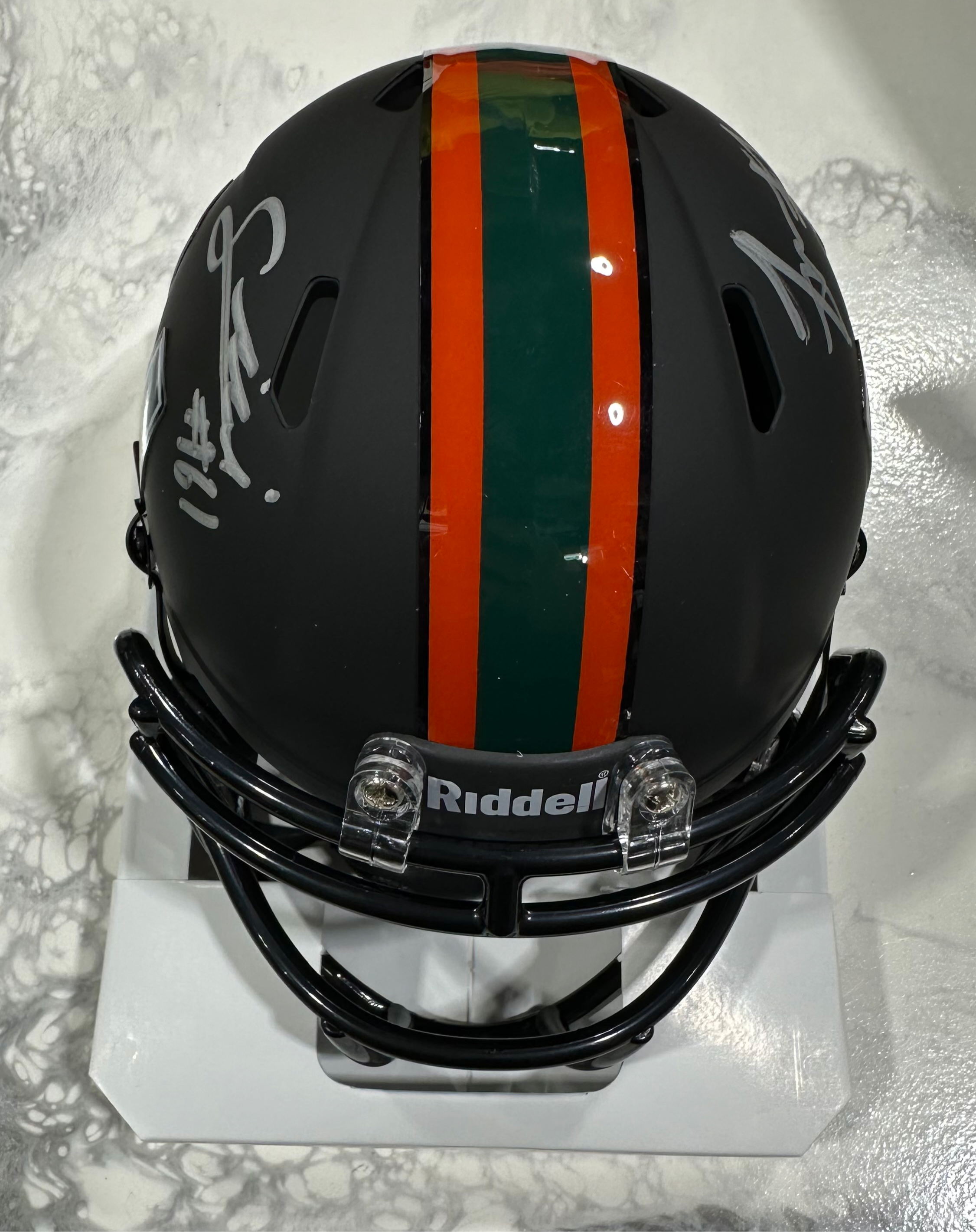 Miami Hurricanes Mauigoa Brothers Autographed Riddell Speed Mini Helmet Black - Miami Nights (Copy)