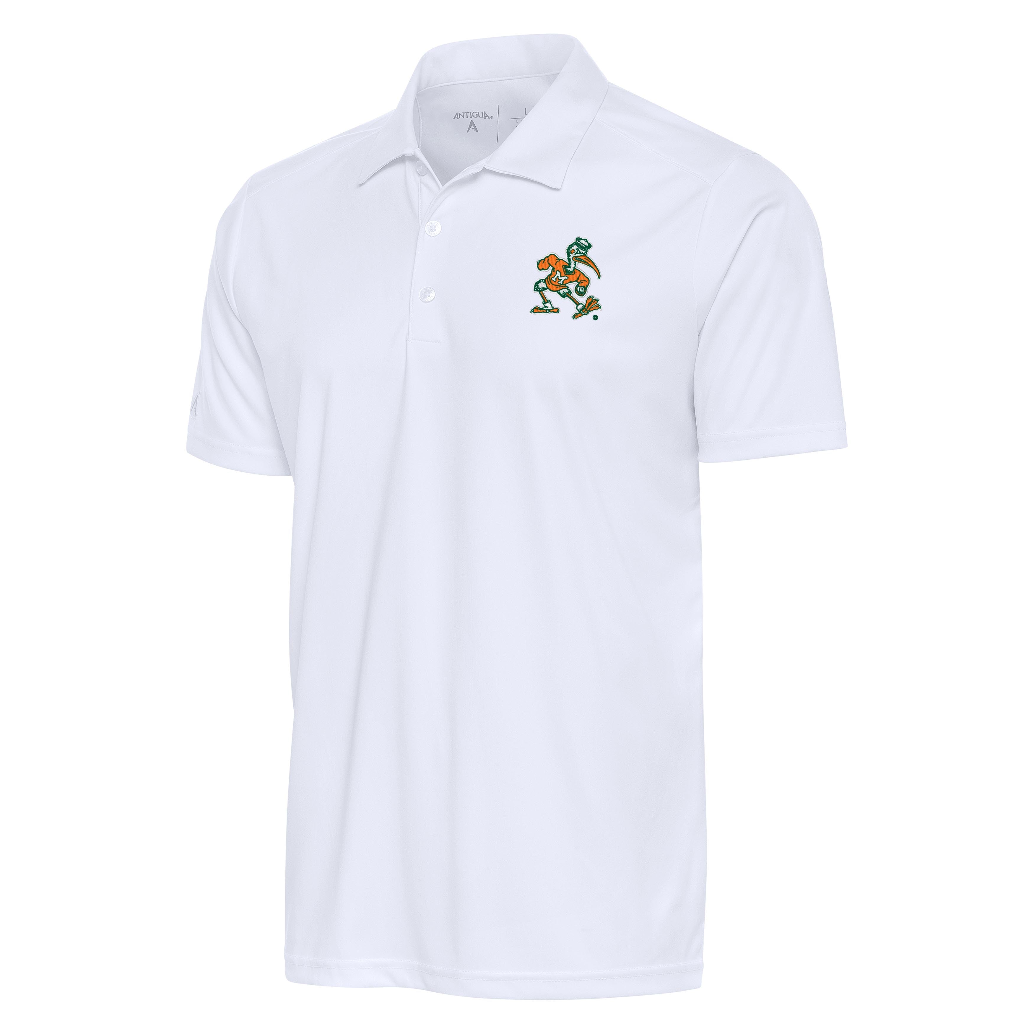 Miami Hurricanes Antigua Sebastian Logo Legacy Pique Polo - White