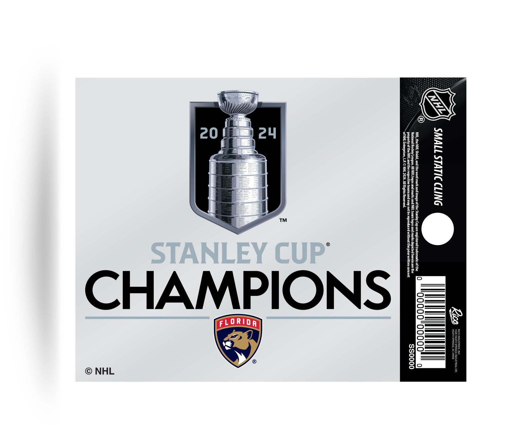 Florida Panthers 2024 Stanley Cup Champions Static Cling - Small