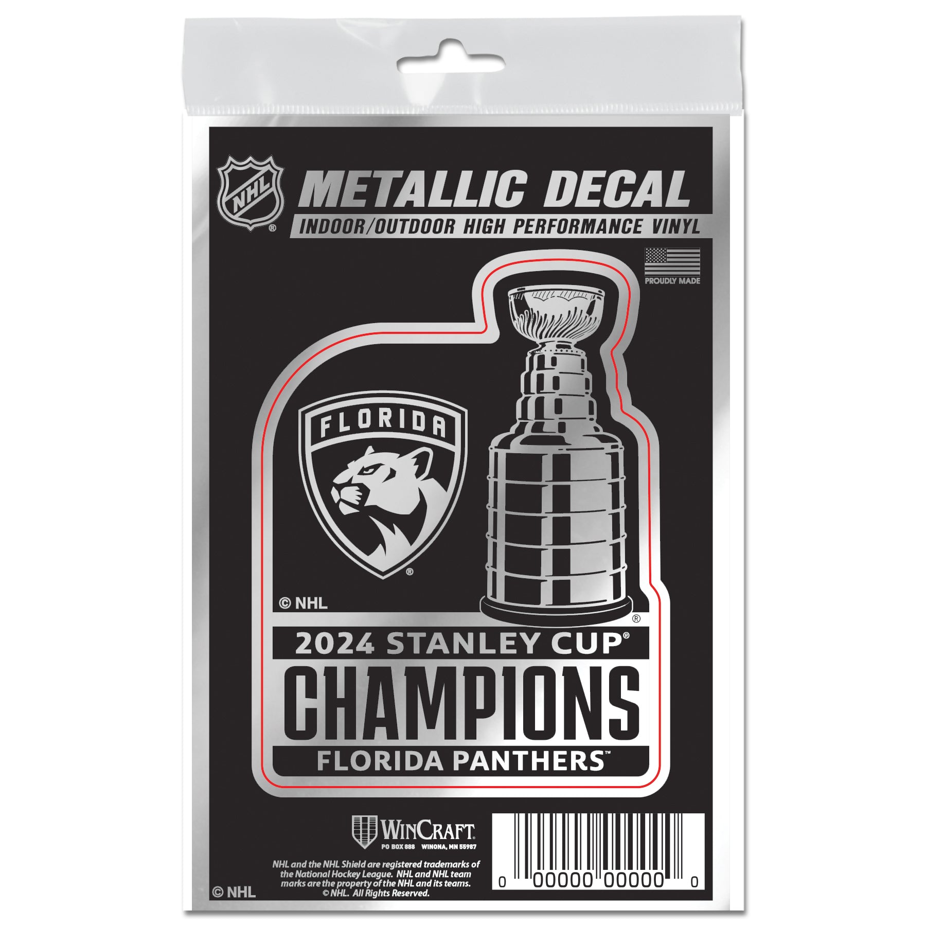 Florida Panthers 2024 Stanley Cup Champions Multi-Use Metallic Decal  - 3" x 5"