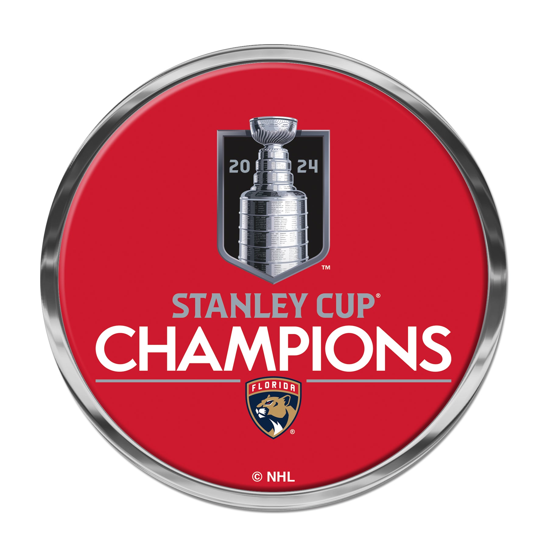 Florida Panthers 2024 Stanley Cup Champions Domed Auto Emblem