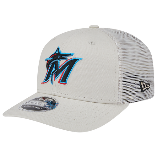 Miami Marlins New Era 9Seventy Canvas Mesh Back Stretch-Snap Hat - Stone