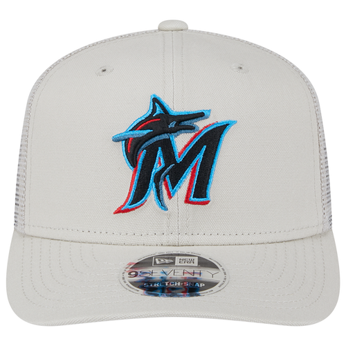 Miami Marlins New Era 9Seventy Canvas Mesh Back Stretch-Snap Hat - Stone