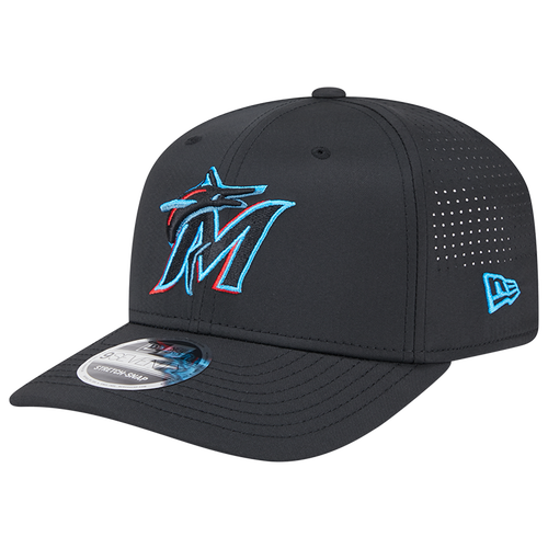 Miami Marlins New Era 9Seventy Perforated Stretch-Snap Hat - Black