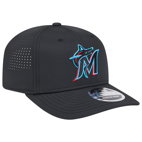 Miami Marlins New Era 9Seventy Perforated Stretch-Snap Hat - Black