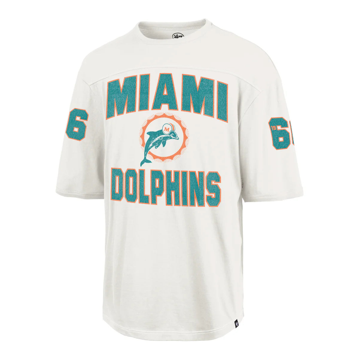 Miami Dolphins '47 Brand Historic Double Header Gridiron Brighton T-Shirt - Sandstone White