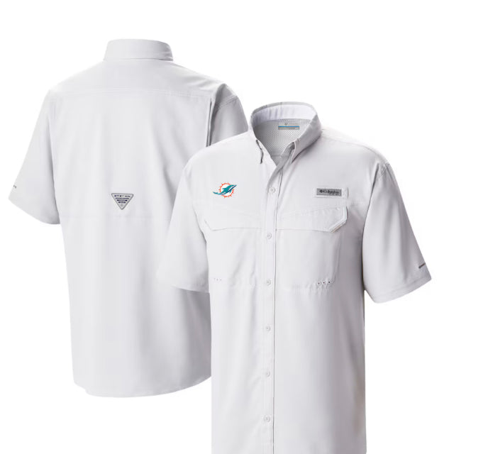 Miami Dolphins Columbia PFG Tamiami Low Drag Offshore Shirt Primary Logo  - White