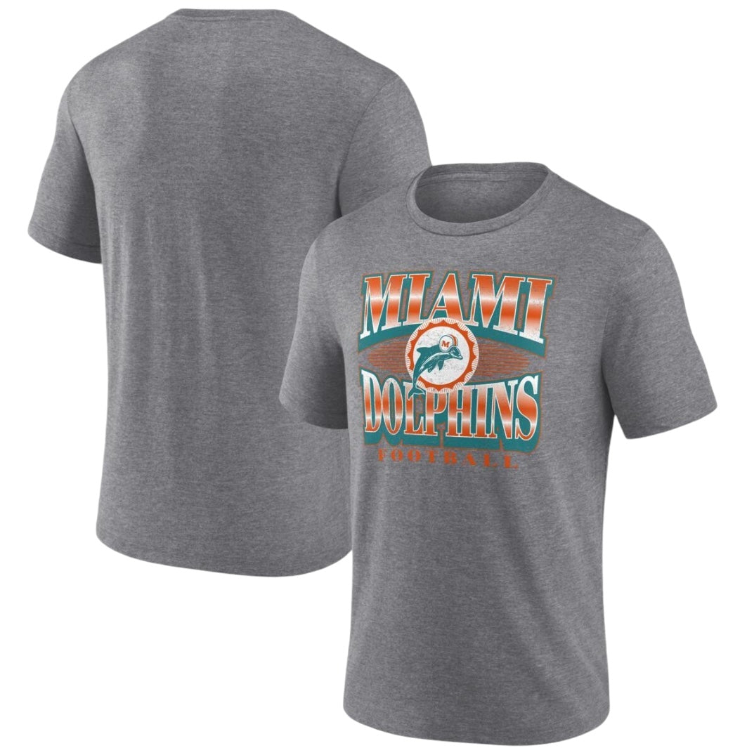 Miami Dolphins Vintage Distressed Extreme Tri-Blend T-Shirt - Grey