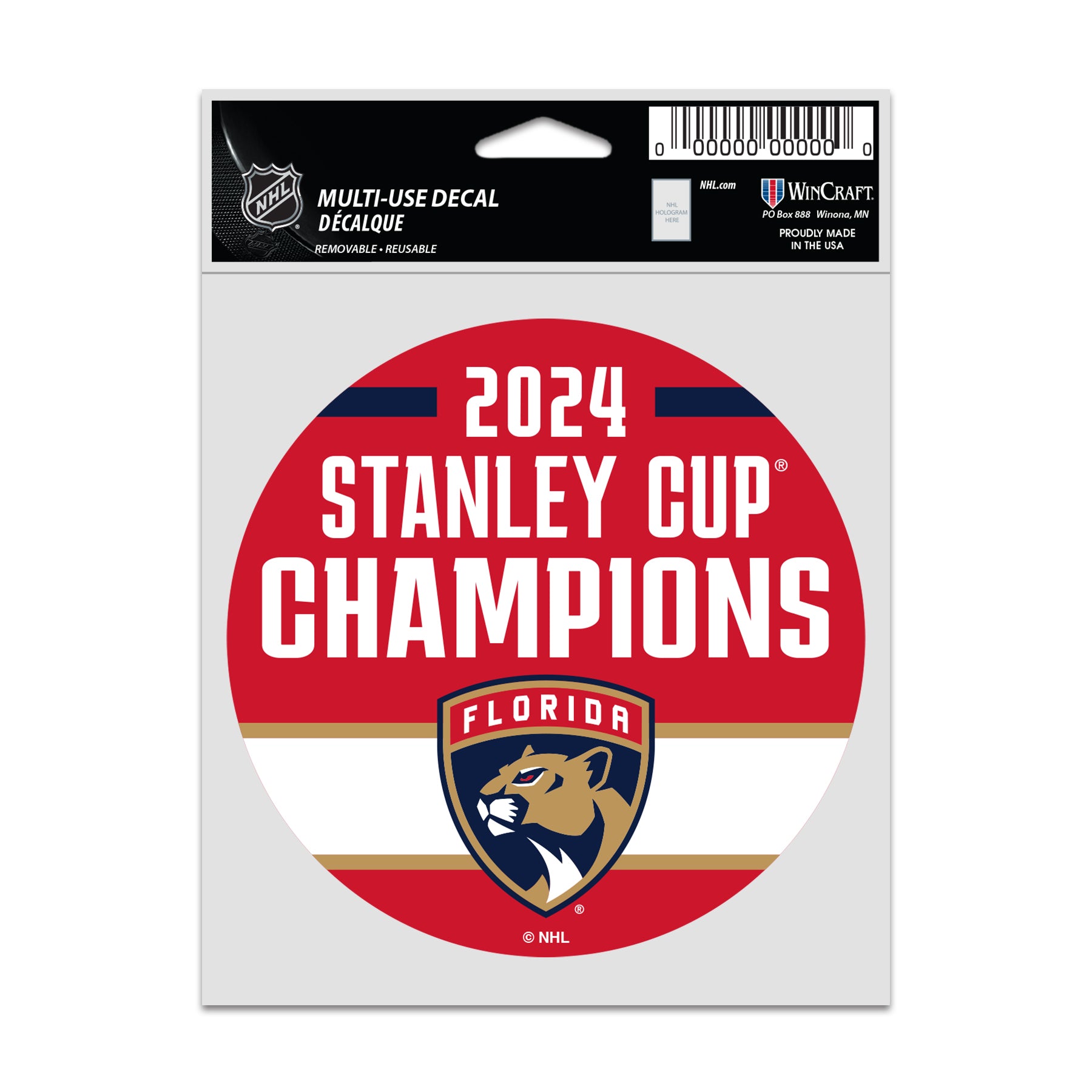 Florida Panthers 2024 Stanley Cup Champions Multi-Use Fan Decal - 3.75" x 5"