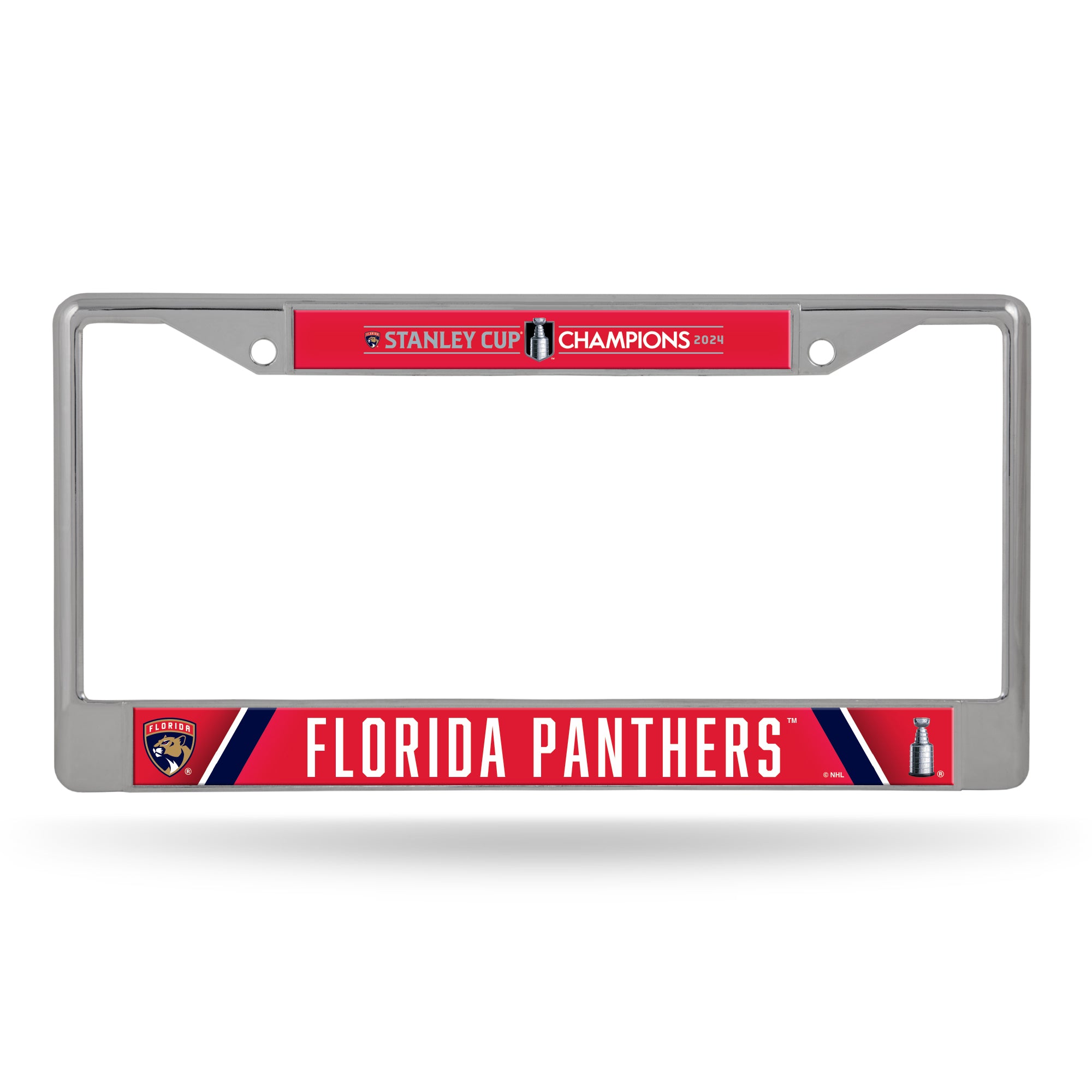 Florida Panthers 2024 Stanley Cup Champions Chrome License Frame - Silver