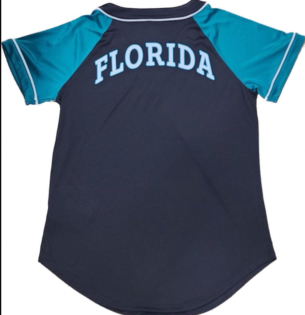 Fanatics Miami Marlins Women's Cooperstown Florida Bunt V-Neck Jersey Shirt XL