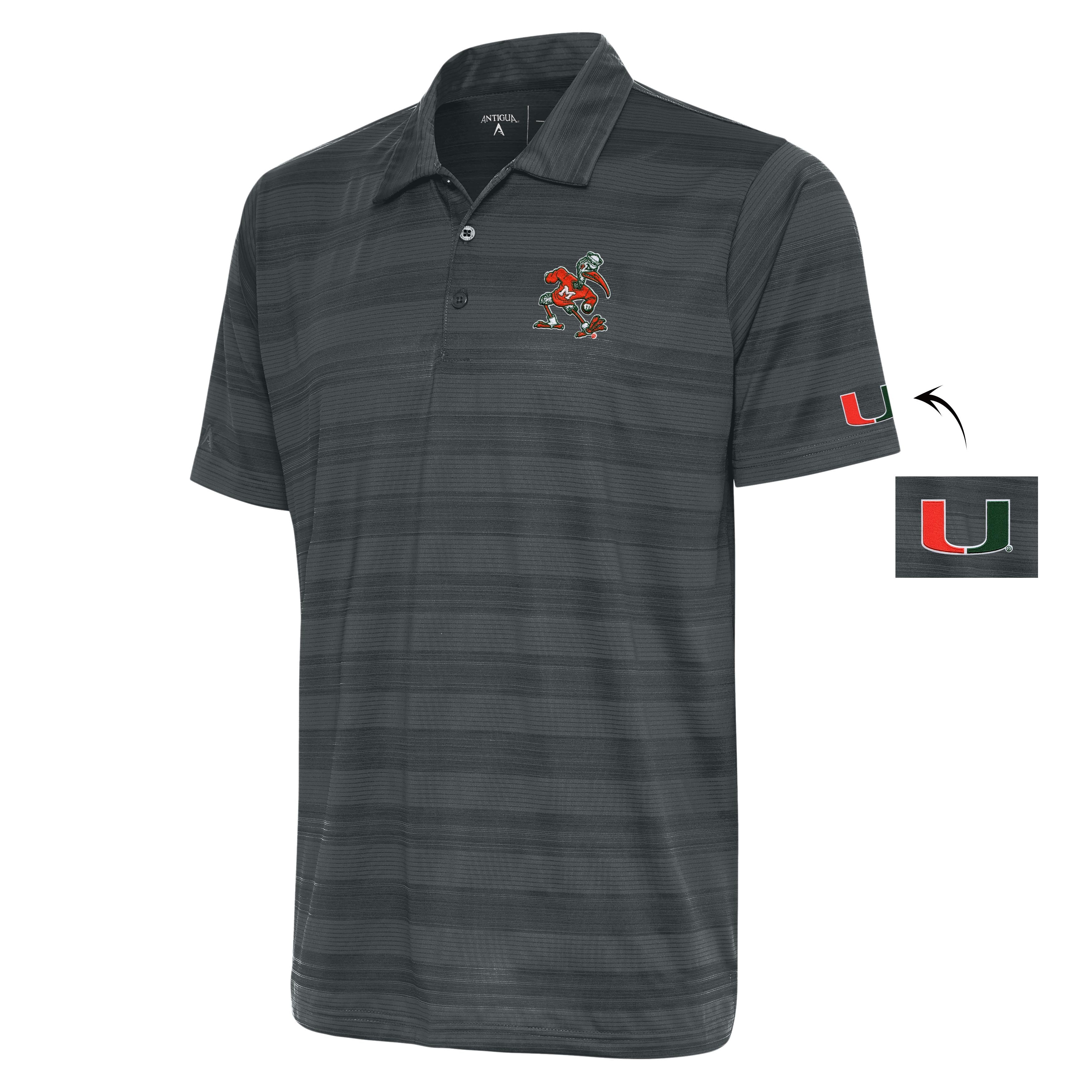 Miami Hurricanes Antigua Sebastian & U Compass Polo - Carbon