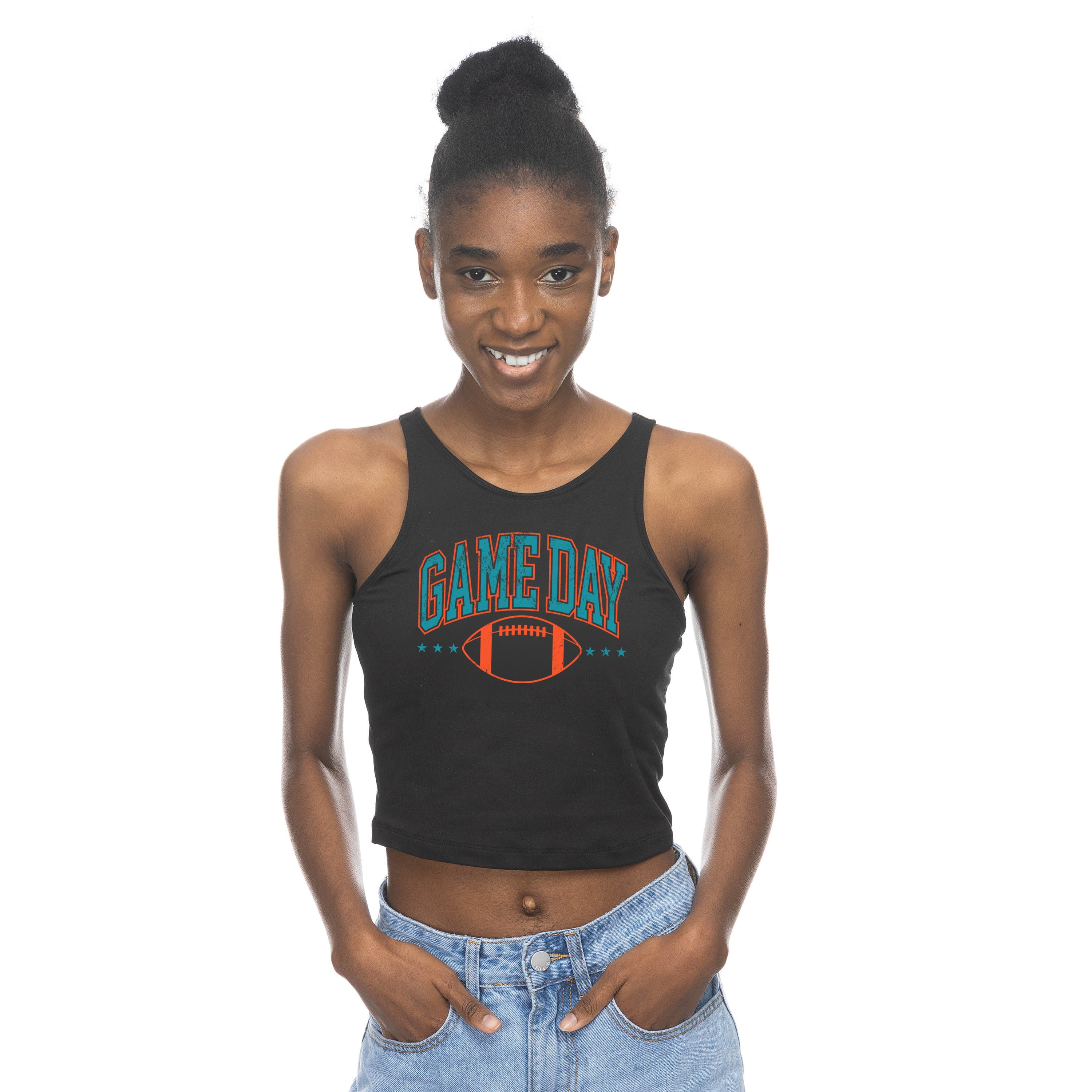 Miami Dolphins ZooZatz GameDay First Down Crop Top - Black