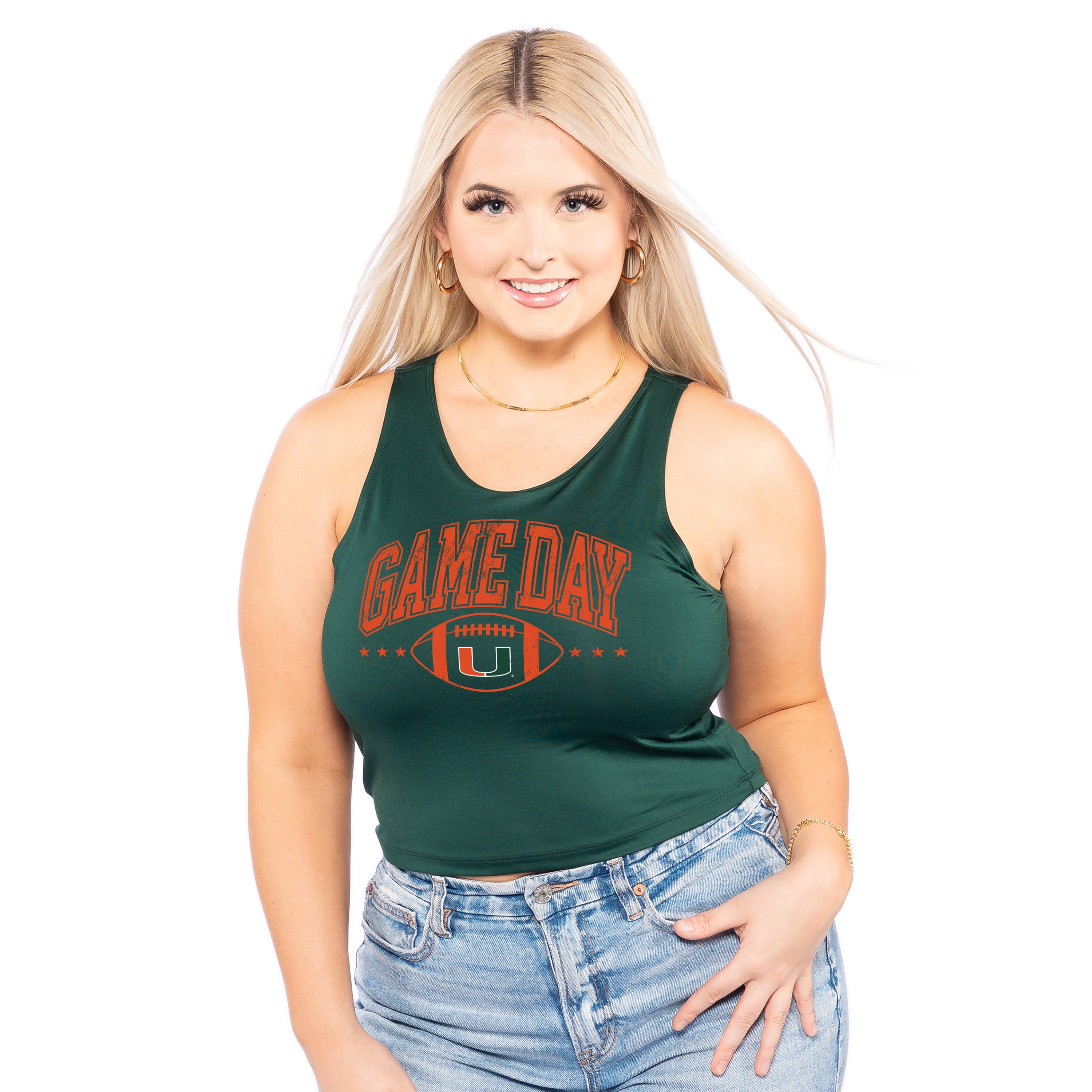 Miami Hurricanes ZooZatz Game Day 1st Down Crop Top - Green