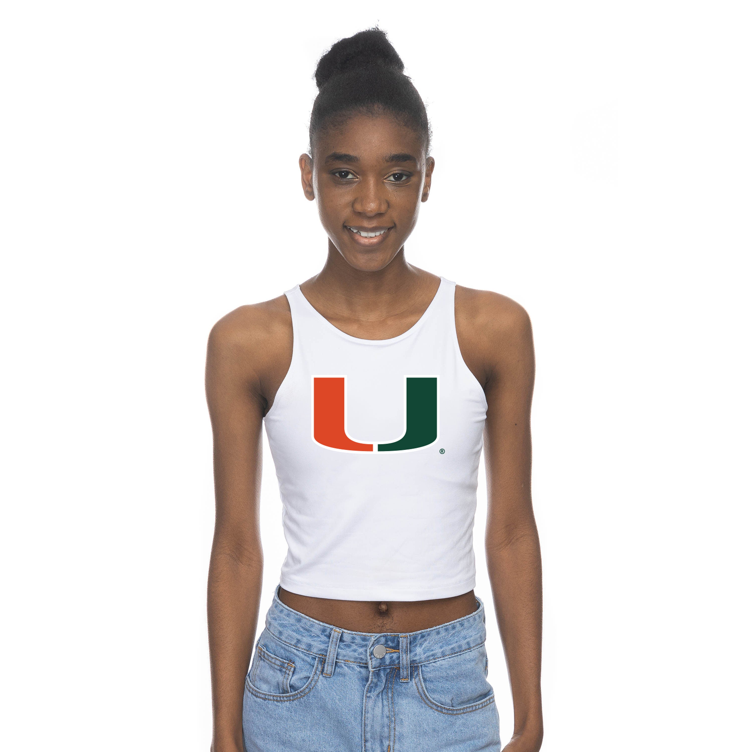 Miami Hurricanes ZooZatz U 1st Down Crop Top - White