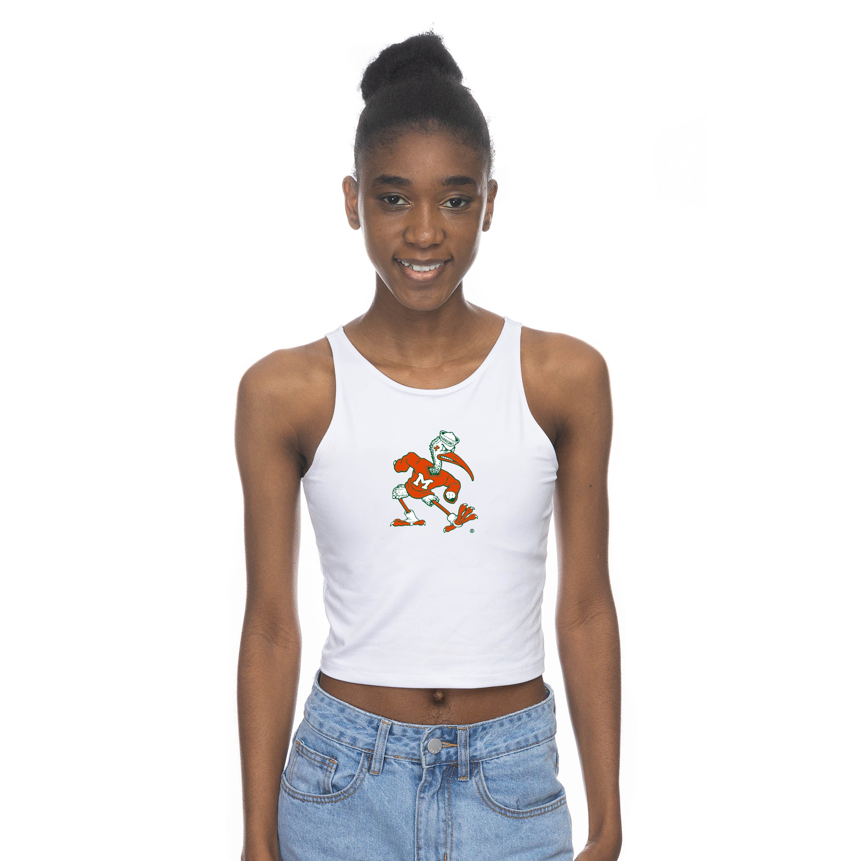 Miami Hurricanes ZooZatz Sebastian 1st Down Crop Top - White